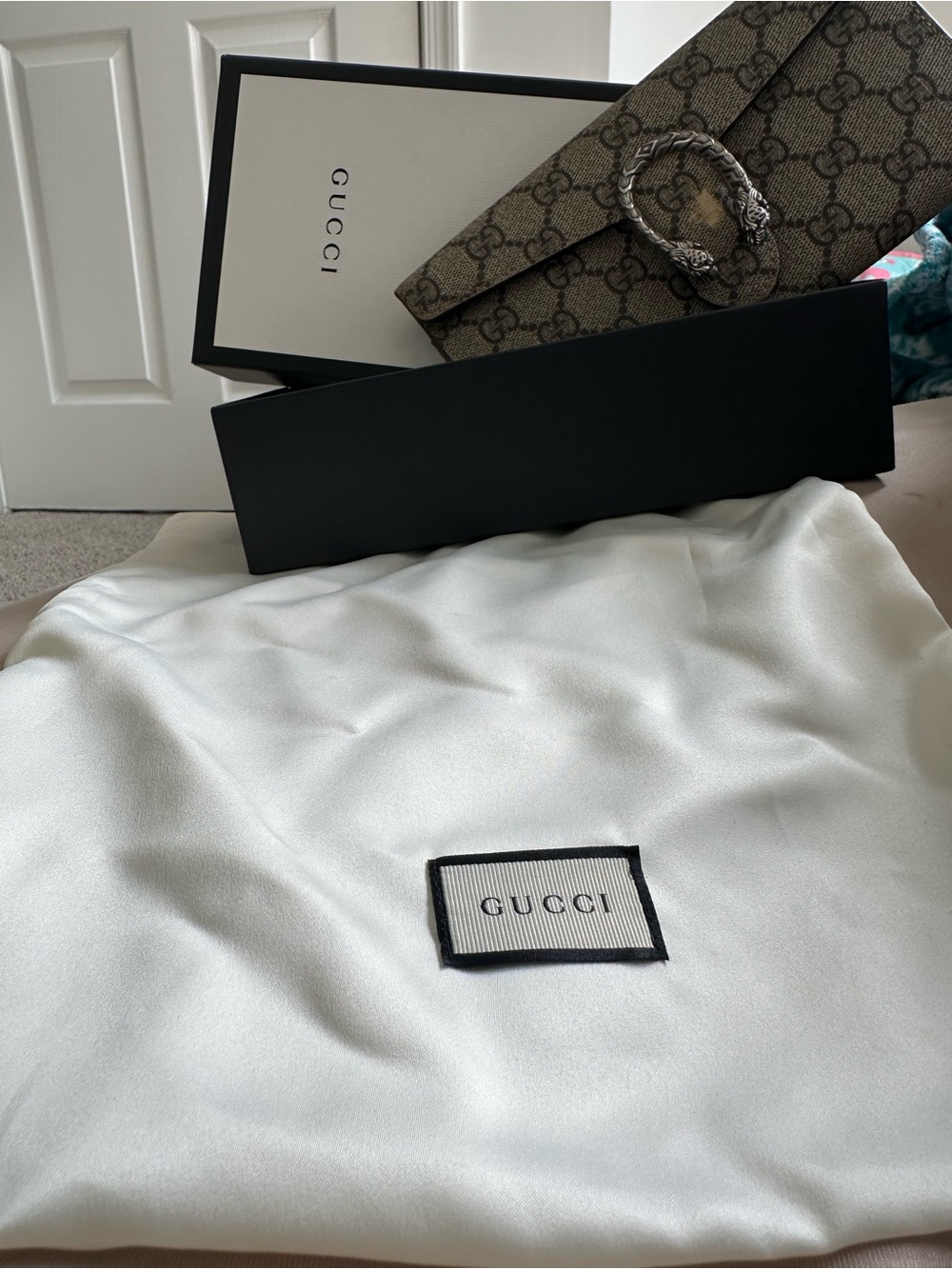 Gucci Dionysus GG Supreme Long Wallet Complete Set Box Dust Bag Authentic